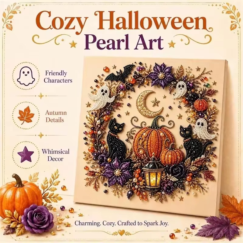 Art Craft For Adults - Halloween Geister-Perlen-Kunst-Set für Erwachsene DIY Perlenmalerei