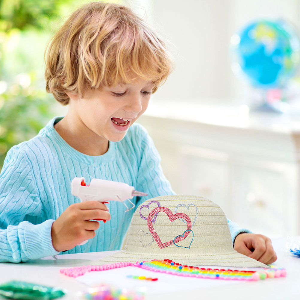 Art Craft Activity - 8 Stück weiße DIY-Strohhüte für Kinder,