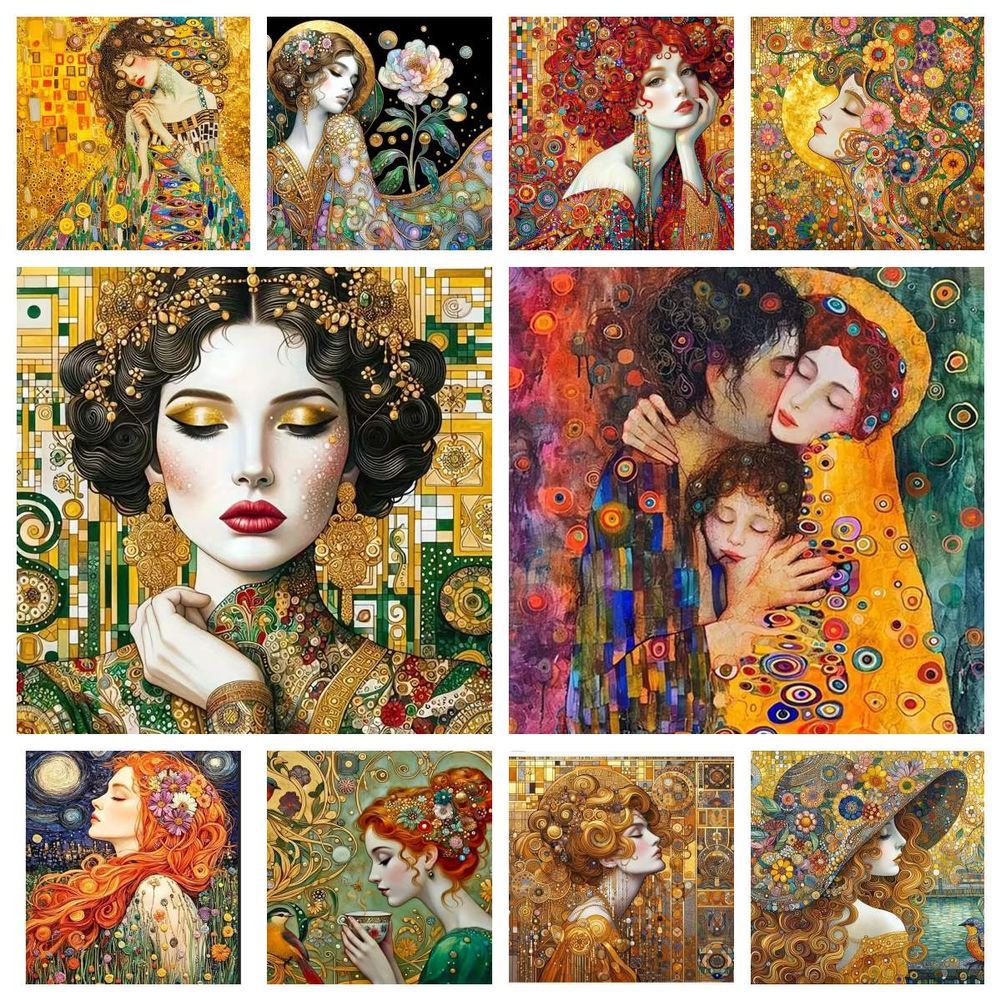 Queen Art Craft - Edelsteine, Handarbeit, Gustav Klimt, Frau, Jugendstil,