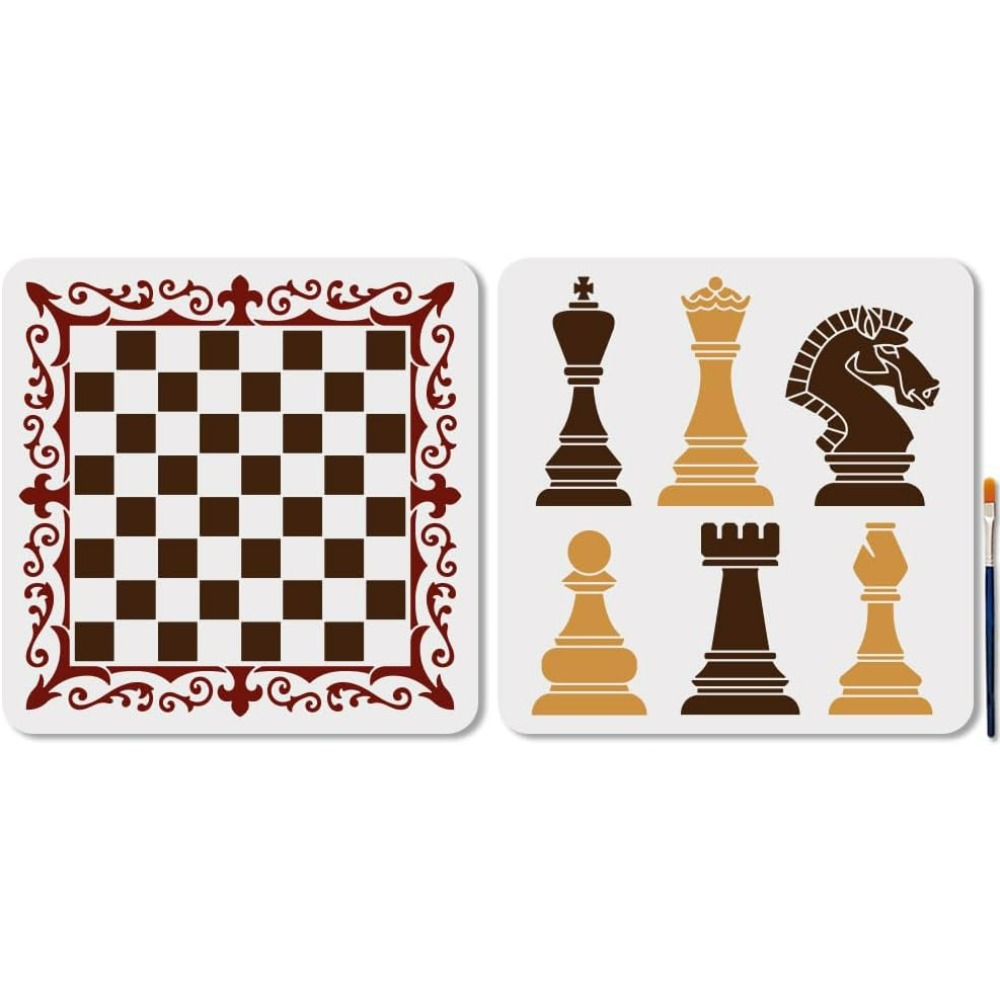 Queen Art Craft - 2 Stück Schachfiguren-Schablone, Spitze, Schachbrett, Kunsthandwerk,