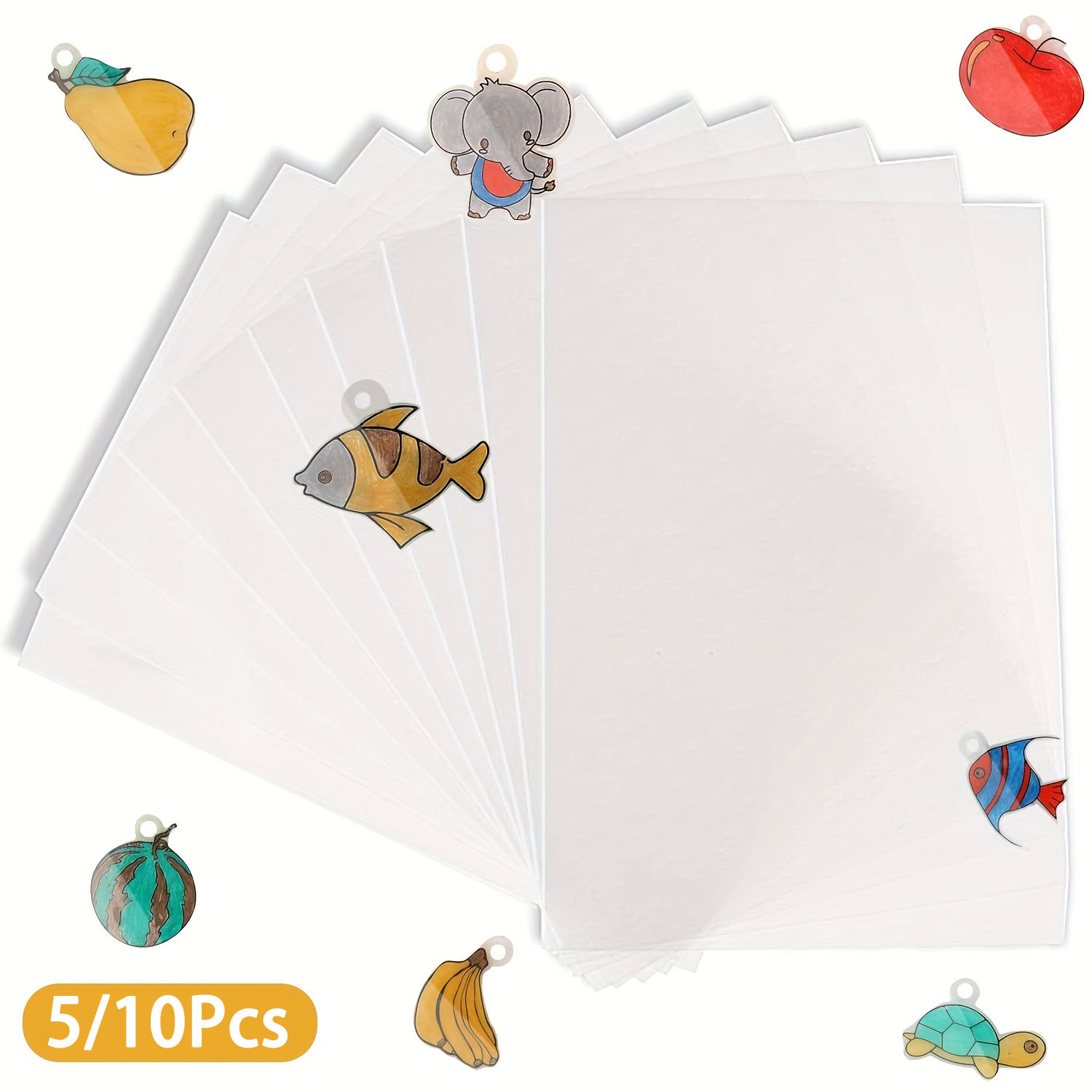 Art Craft Birthday Party - 5–10 Stück Schrumpfplastikbögen, schrumpfferes Dink-Papier, halbtransparentes