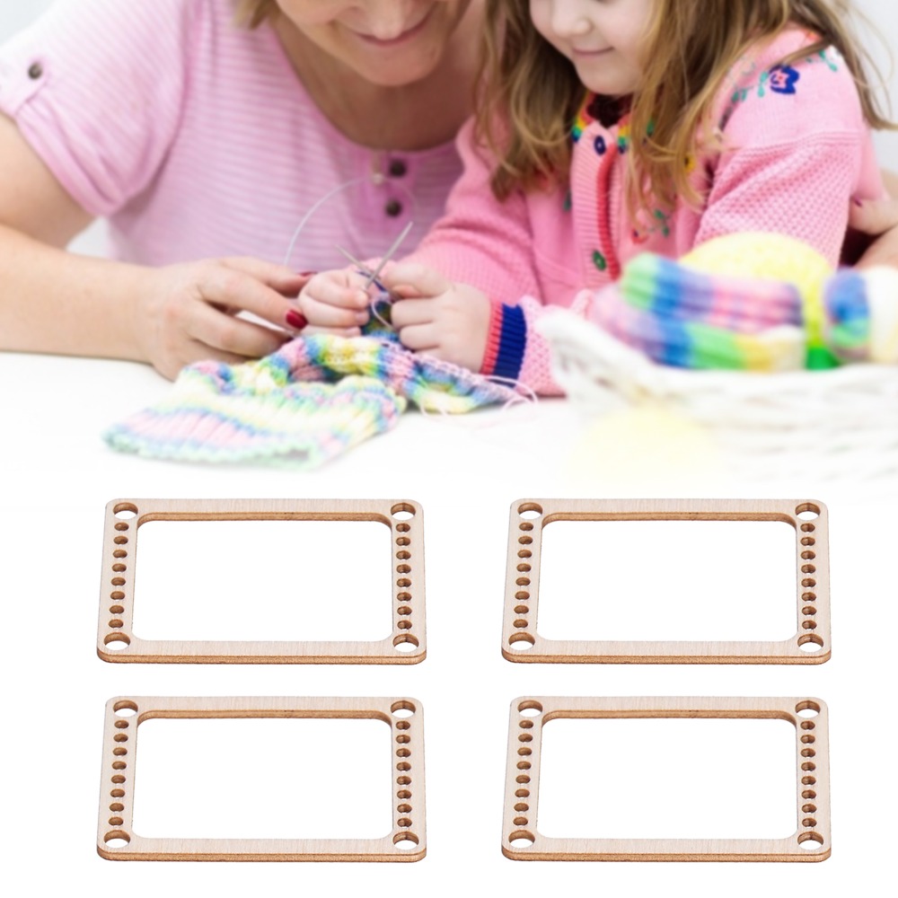 Loom Weaving Frame - 4-teiliges praktisches Holz-Weberahmen-Set in Mini-Größe, hellbraun,