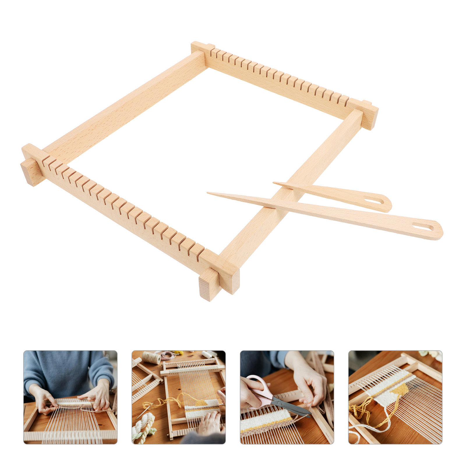 Loom Weaving Frame - 1 Set Holzrahmen-Webe-Set für Anfänger, Tapisserie-Webrahmen,