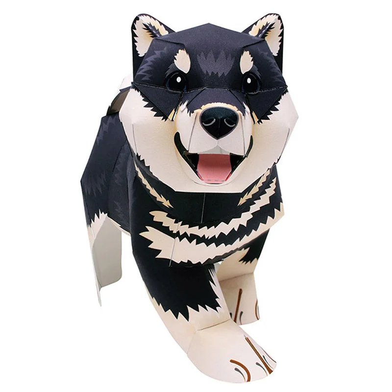 Art Craft Cardboard - Schwarzer Shiba Inu Hund, handgefertigt, Origami-Kunst,