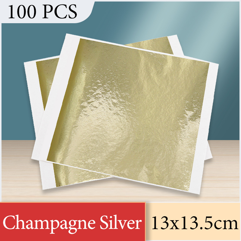 Art Craft Birthday Party - 13 x 13,5 cm Champagner-Silberfolienpapier, Blattgoldbögen