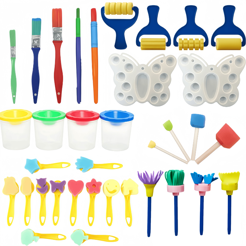 Art Craft School - 35-teiliges Kunstmalset für Anfänger, komplettes Schwammstempel-Set