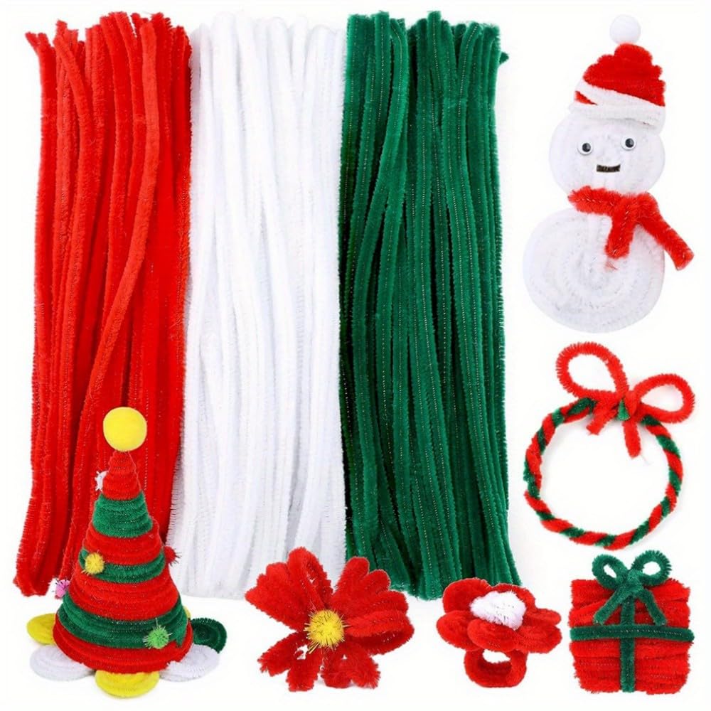 Art Craft Birthday Party - 100–300 Stück dicke Weihnachts-Chenille-Stiele in Rot,