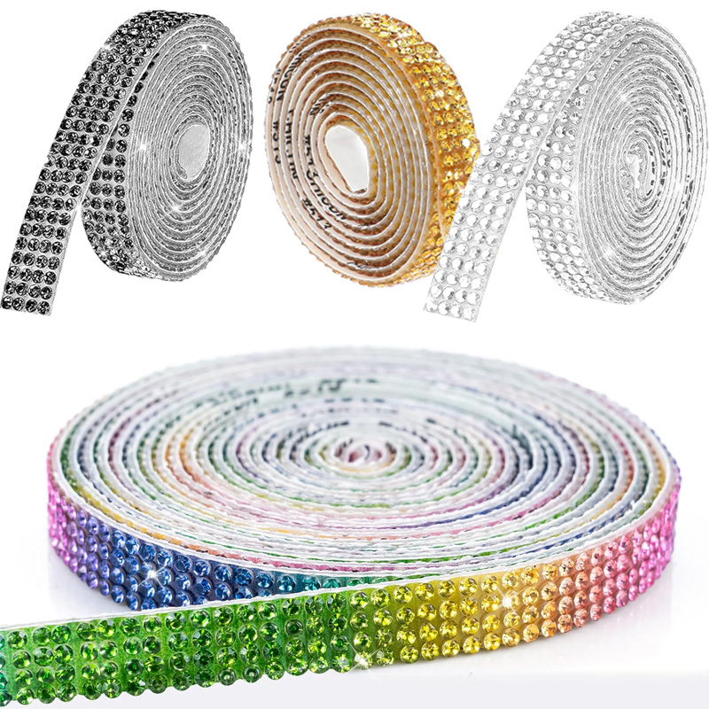 Art Craft 2 Year Olds - 4-reihige Strassbandrolle, Diamantstreifen, Bling-Edelstein zum Basteln,