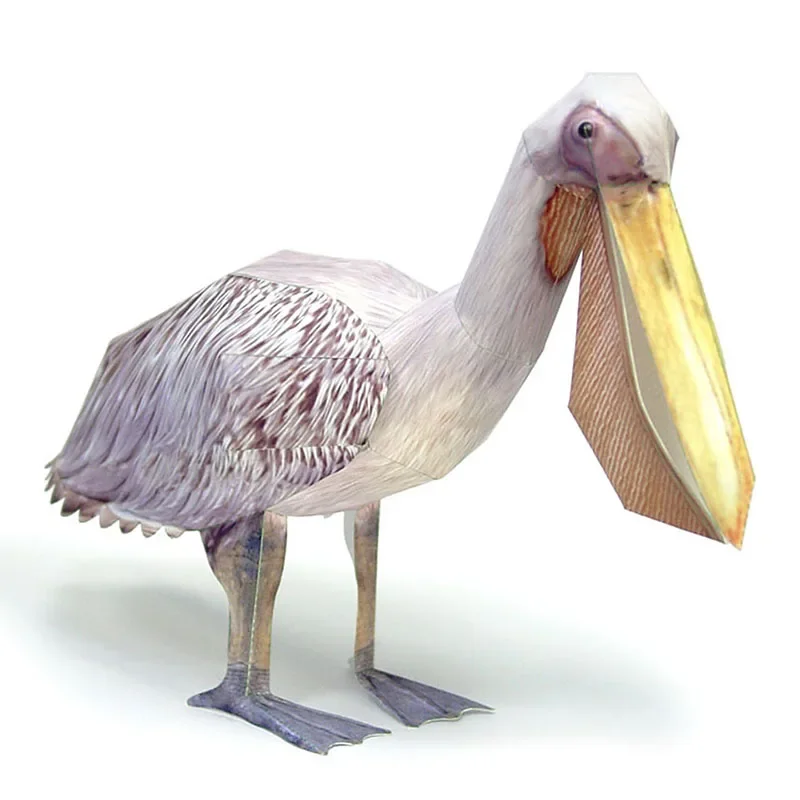 Art Craft Cardboard - Toller weißer Pelikan-Vogel-Papiermodell, realistisches Tier, Mini-Origami-Kunst,