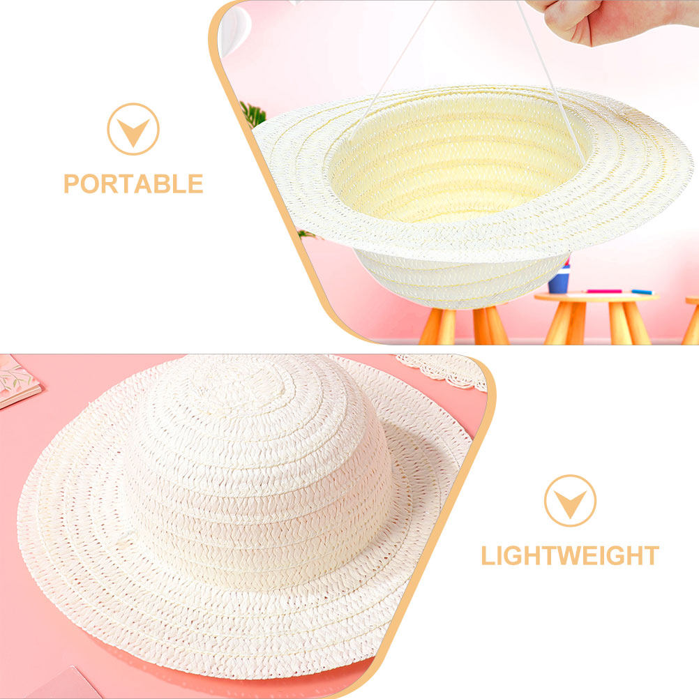 8 Stück weiße DIY-Strohhüte fü – Art Craft Activity Bewertung und Preis