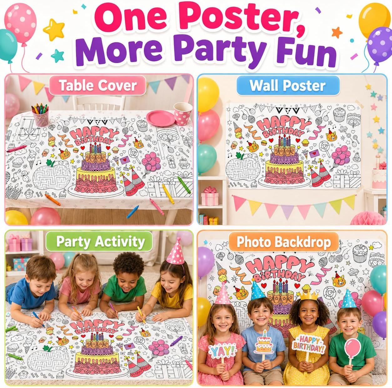 Riesiges Malposter für Kinder, – Art Craft Birthday Party Bewertung und Preis
